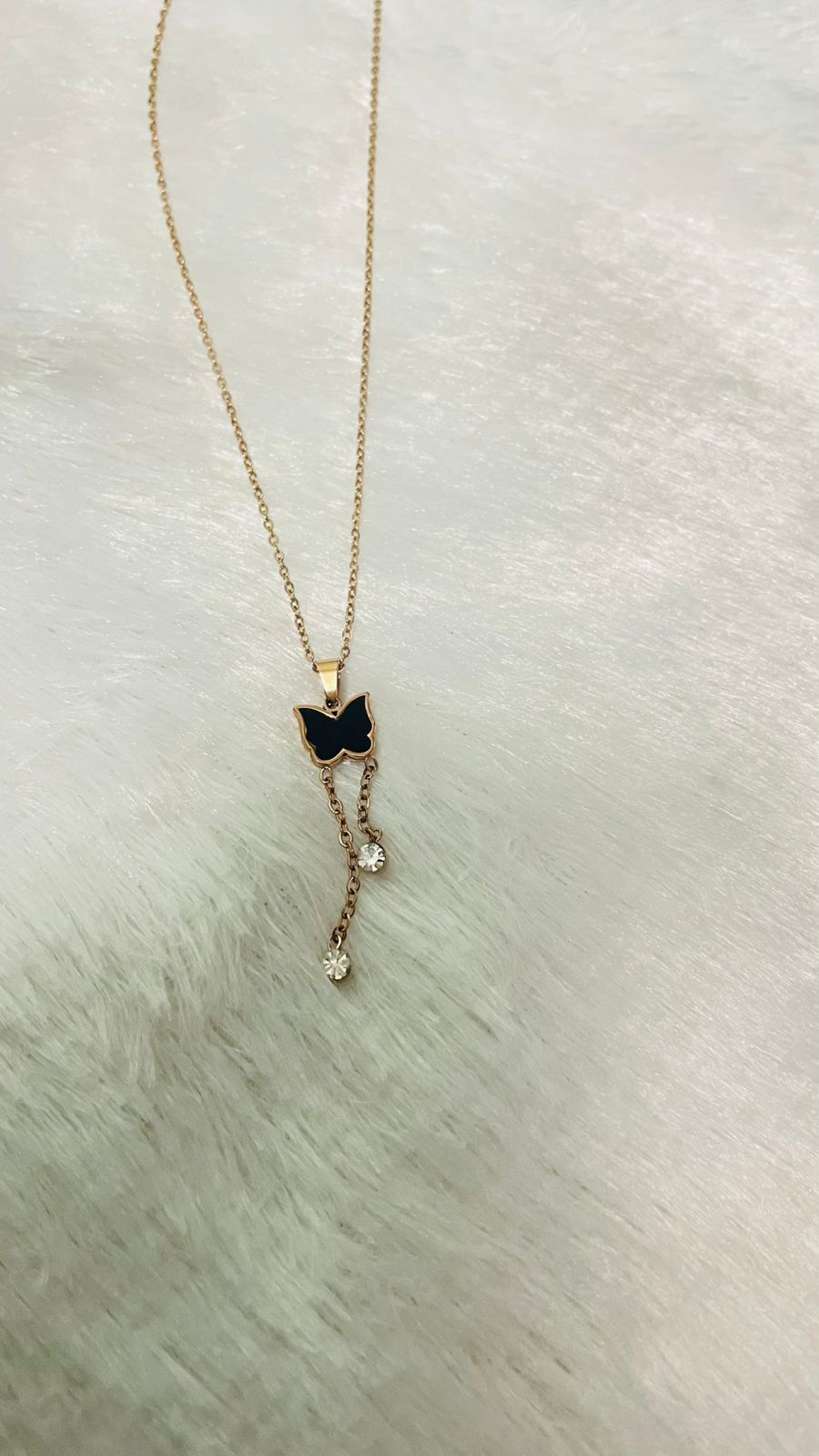 Pendant with Chain : Rose Gold : Butterfly